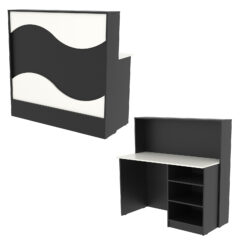 Ресепшн Нежность Волны №1А с правосторонней открытой тумбой, Черный и Белый