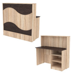 Ресепшн Нежность Волны №1А с правосторонней открытой тумбой, Дуб Сонома + Дуб Венге