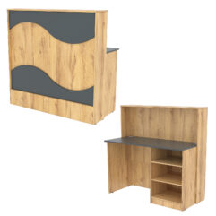 Ресепшн Нежность Волны №1А с правосторонней открытой тумбой, Дуб Золотистый и Темно-Серый