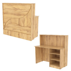 Ресепшн Нежность Волны №1Б с правосторонней открытой тумбой, Дуб Золотистый