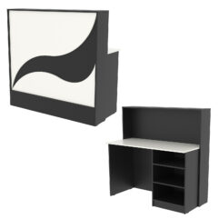 Ресепшн Нежность Волны №1Б с правосторонней открытой тумбой, Черный и Белый