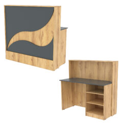 Ресепшн Нежность Волны №1Б с правосторонней открытой тумбой, Дуб Золотистый и Темно-Серый