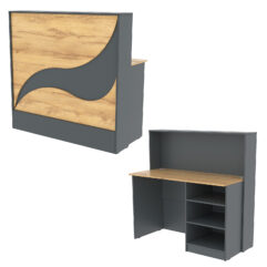 Ресепшн Нежность Волны №1Б с правосторонней открытой тумбой, Темно-серый и Дуб Золотистый