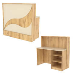 Ресепшн Нежность Волны №1Б с правосторонней открытой тумбой, Дуб Золотистый и Крем Вайс