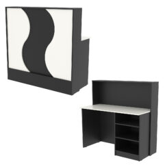 Ресепшн Нежность Волны №1В с правосторонней открытой тумбой, Черный и Белый