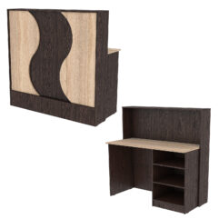 Ресепшн Нежность Волны №1В с правосторонней открытой тумбой, Дуб Венге и Дуб Сонома