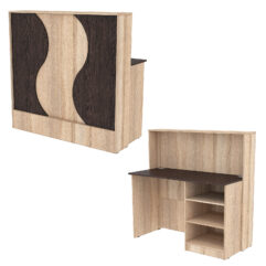 Ресепшн Нежность Волны №1В с правосторонней открытой тумбой, Дуб Сонома + Дуб Венге