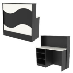 Ресепшн Нежность Волны №1А с левосторонней открытой тумбой, Черный и Белый
