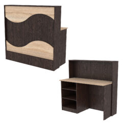 Ресепшн Нежность Волны №1А с левосторонней открытой тумбой, Дуб Венге и Дуб Сонома