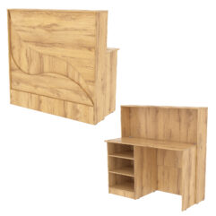 Ресепшн Нежность Волны №1Б с левосторонней открытой тумбой, Дуб Золотистый