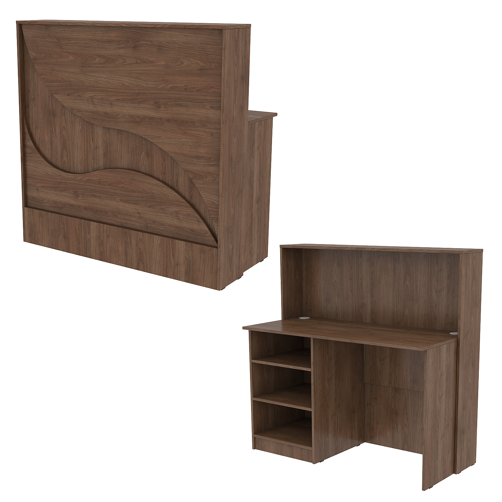 Ресепшн Нежность Волны №1Б с левосторонней открытой тумбой, Орех