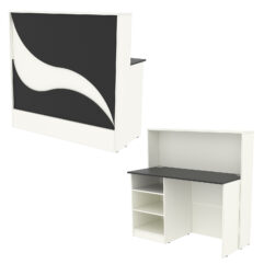 Ресепшн Нежность Волны №1Б с левосторонней открытой тумбой, Белый и Черный