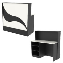 Ресепшн Нежность Волны №1Б с левосторонней открытой тумбой, Черный и Белый