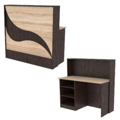 Ресепшн Нежность Волны №1Б с левосторонней открытой тумбой, Дуб Венге и Дуб Сонома