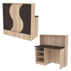 Ресепшн Нежность Волны №1В с левосторонней открытой тумбой, Дуб Сонома + Дуб Венге