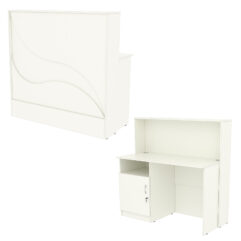Ресепшн Нежность Волны №1Б с левосторонней закрытой тумбой, Белый
