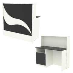 Ресепшн Нежность Волны №1Б с левосторонней закрытой тумбой, Белый и Черный