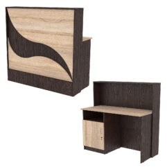 Ресепшн Нежность Волны №1Б с левосторонней закрытой тумбой, Дуб Венге и Дуб Сонома