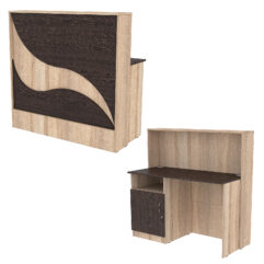 Ресепшн Нежность Волны №1Б с левосторонней закрытой тумбой, Дуб Сонома + Дуб Венге