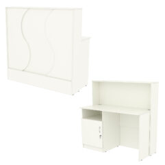 Ресепшн Нежность Волны №1В с левосторонней закрытой тумбой, Белый