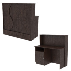 Ресепшн Нежность Волны №1В с левосторонней закрытой тумбой, Дуб Венге