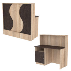 Ресепшн Нежность Волны №1В с левосторонней закрытой тумбой, Дуб Сонома + Дуб Венге