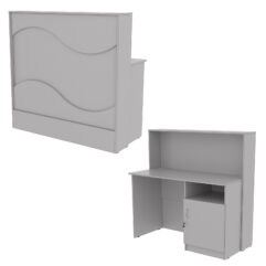 Ресепшн Нежность Волны №1А с правосторонней закрытой тумбой, Серый