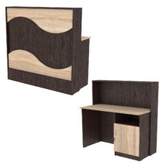 Ресепшн Нежность Волны №1А с правосторонней закрытой тумбой, Дуб Венге и Дуб Сонома