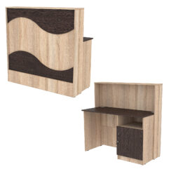 Ресепшн Нежность Волны №1А с правосторонней закрытой тумбой, Дуб Сонома + Дуб Венге