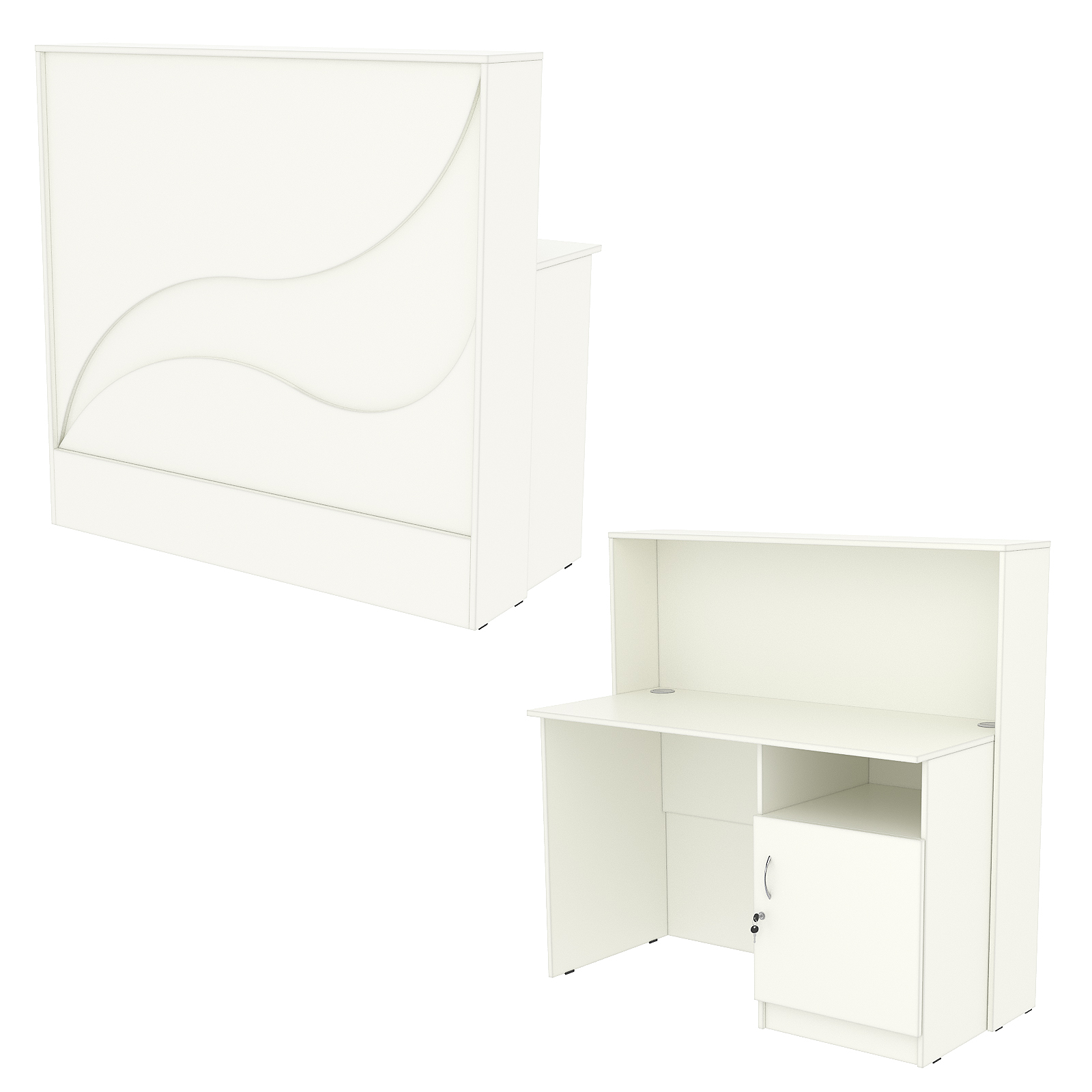 Ресепшн Нежность Волны №1Б с правосторонней закрытой тумбой, Белый