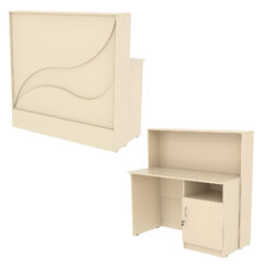 Ресепшн Нежность Волны №1Б с правосторонней закрытой тумбой, Крем Вайс