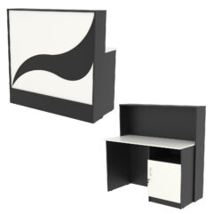 Ресепшн Нежность Волны №1Б с правосторонней закрытой тумбой, Черный и Белый
