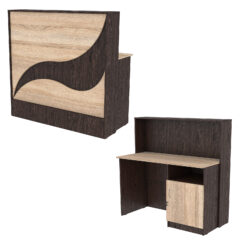 Ресепшн Нежность Волны №1Б с правосторонней закрытой тумбой, Дуб Венге и Дуб Сонома