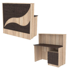 Ресепшн Нежность Волны №1Б с правосторонней закрытой тумбой, Дуб Сонома + Дуб Венге