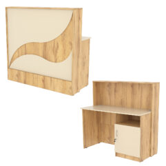 Ресепшн Нежность Волны №1Б с правосторонней закрытой тумбой, Дуб Золотистый и Крем Вайс