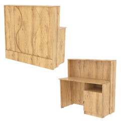 Ресепшн Нежность Волны №1В с правосторонней закрытой тумбой, Дуб Золотистый