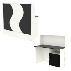 Ресепшн Нежность Волны №1В с правосторонней закрытой тумбой, Белый и Черный
