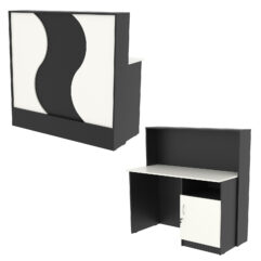 Ресепшн Нежность Волны №1В с правосторонней закрытой тумбой, Черный и Белый