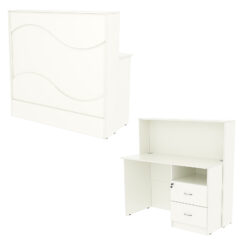 Ресепшн Нежность Волны №1А с правосторонней тумбой с ящиками, Белый