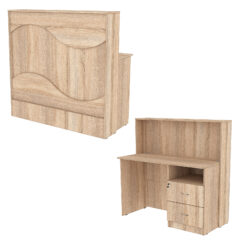 Ресепшн Нежность Волны №1А с правосторонней тумбой с ящиками, Дуб Сонома