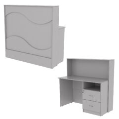 Ресепшн Нежность Волны №1А с правосторонней тумбой с ящиками, Серый