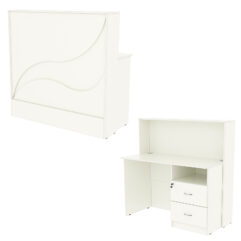 Ресепшн Нежность Волны №1Б с правосторонней тумбой с ящиками, Белый