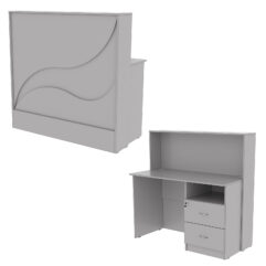 Ресепшн Нежность Волны №1Б с правосторонней тумбой с ящиками, Серый
