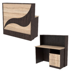 Ресепшн Нежность Волны №1Б с правосторонней тумбой с ящиками, Дуб Венге и Дуб Сонома