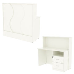 Ресепшн Нежность Волны №1В с правосторонней тумбой с ящиками, Белый