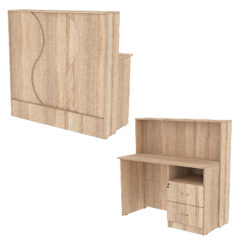 Ресепшн Нежность Волны №1В с правосторонней тумбой с ящиками, Дуб Сонома