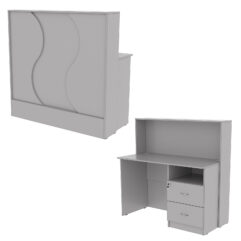 Ресепшн Нежность Волны №1В с правосторонней тумбой с ящиками, Серый