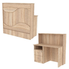 Ресепшн Нежность Волны №1А с левосторонней тумбой с ящиками, Дуб Сонома