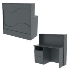 Ресепшн Нежность Волны №1А с левосторонней тумбой с ящиками, Темно-Серый