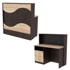 Ресепшн Нежность Волны №1А с левосторонней тумбой с ящиками, Дуб Венге и Дуб Сонома